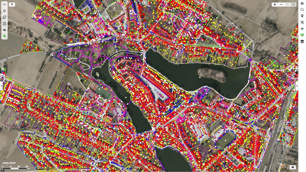 Digitální technická mapa města Telč v mapové aplikaci od společnosti TopGis